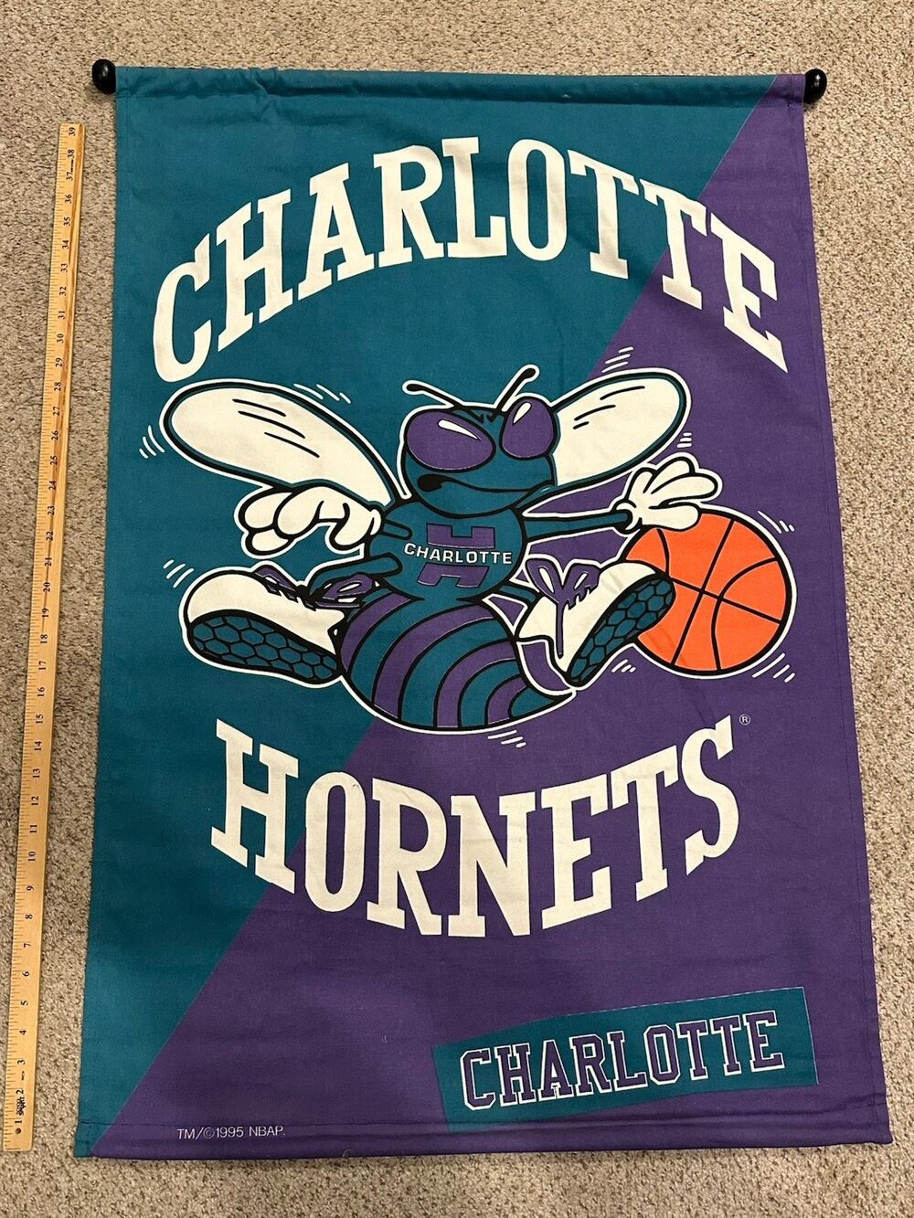 Vintage 1995 Charlotte Hornets 100% Cotton Banner Cushion Craft Inc